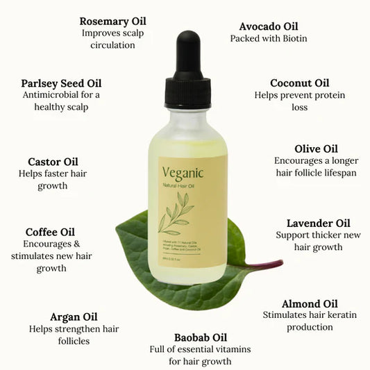 زيت Veganic Natural Hair Growth Oil الطبيعي 100%